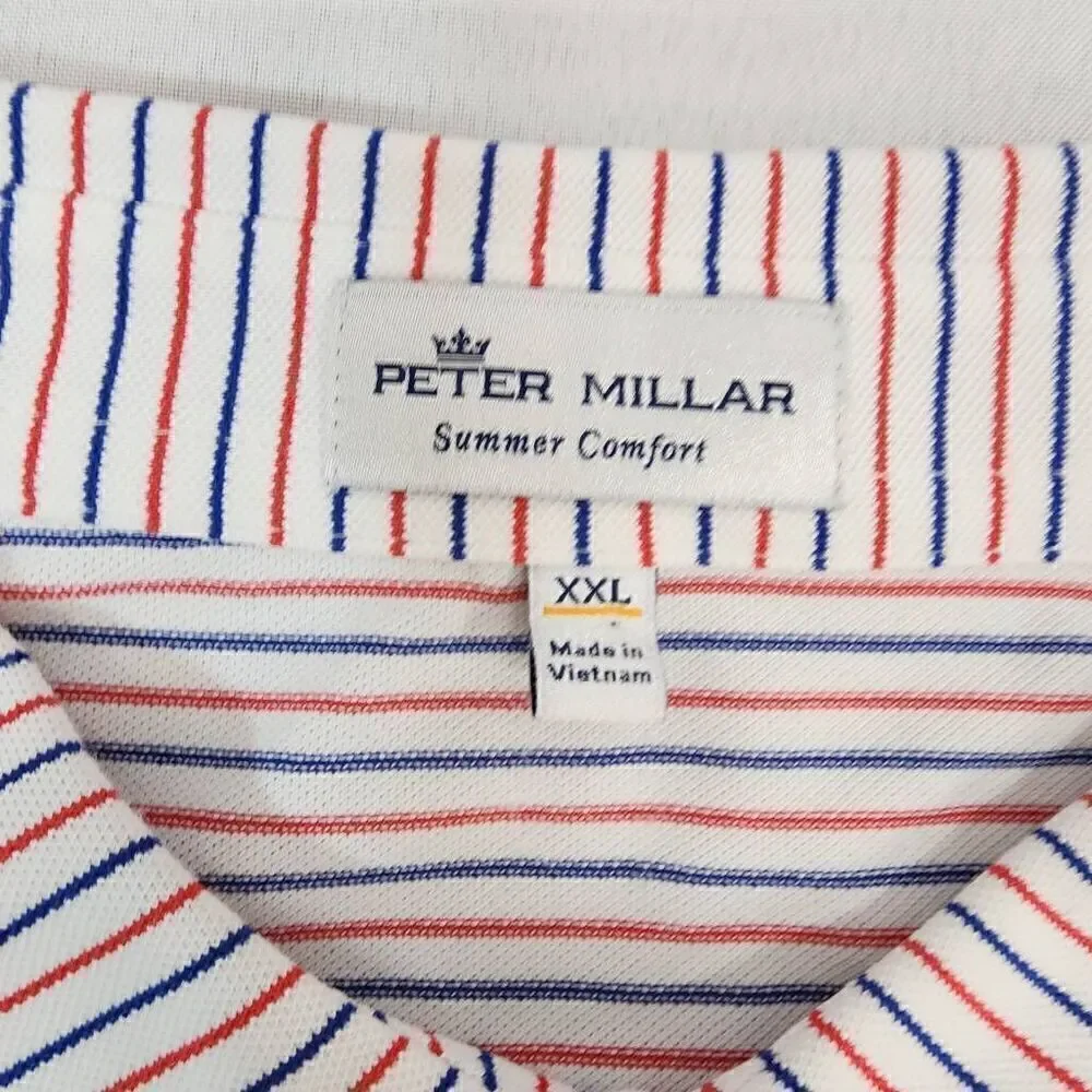 Peter Millar Summer Comfort Size XXL Fairmont Performance Jersey Golf Polo Strip